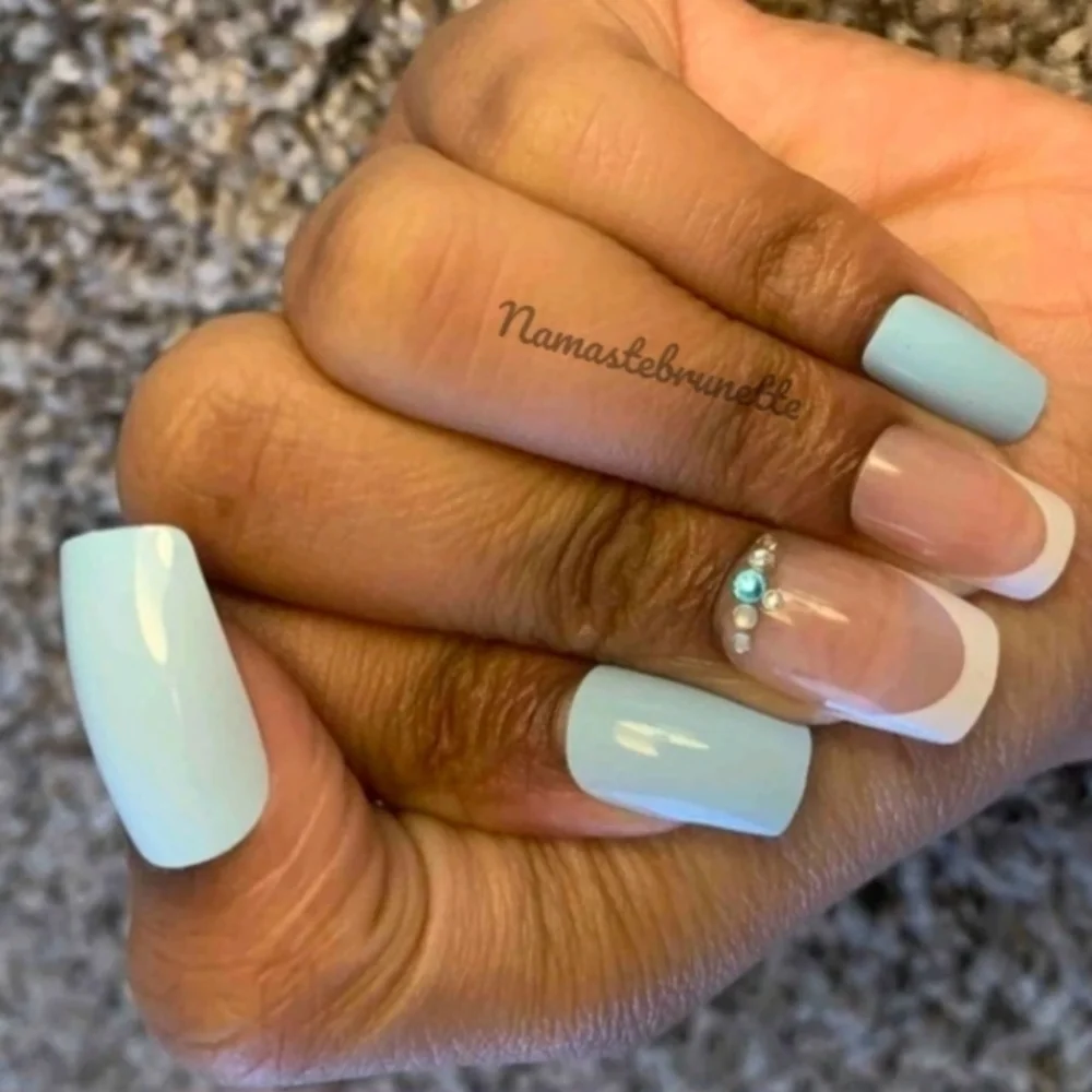 2/$16 Rhinestone Blue Long Press On Nails